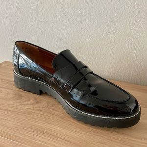 Franco Sarto Cassandra Platform Penny Loafer Size 9 Black